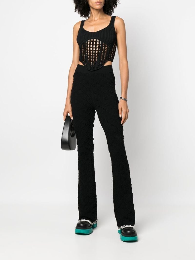 Black Monogram Knit Flared Trousers