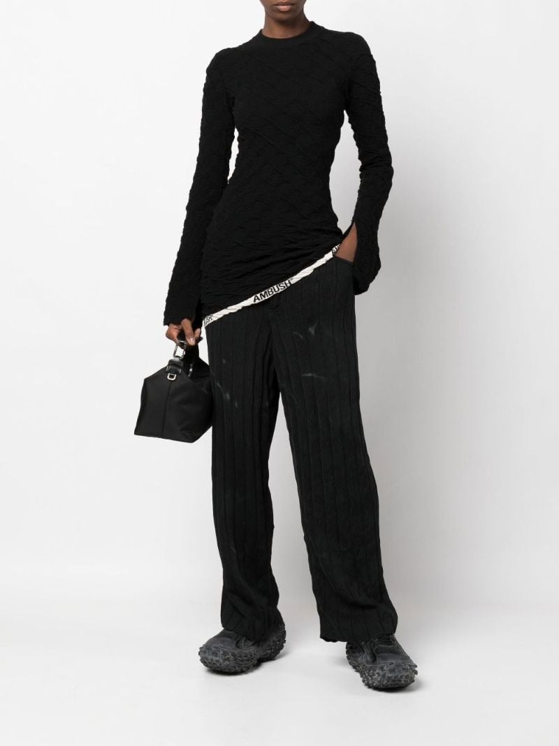 Black Embroidered Monogram Knit Top