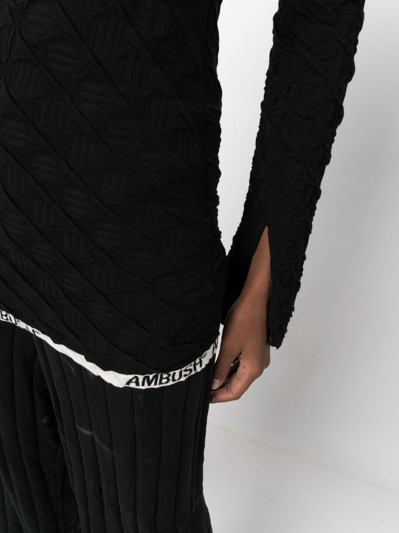 Black Embroidered Monogram Knit Top