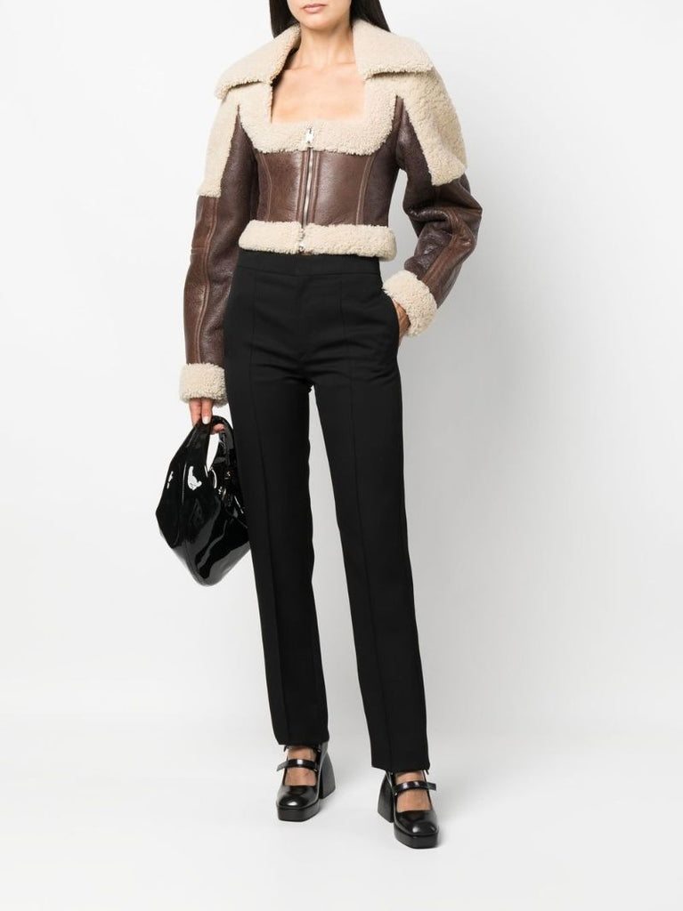 Brown Shearling Cropped Jacket