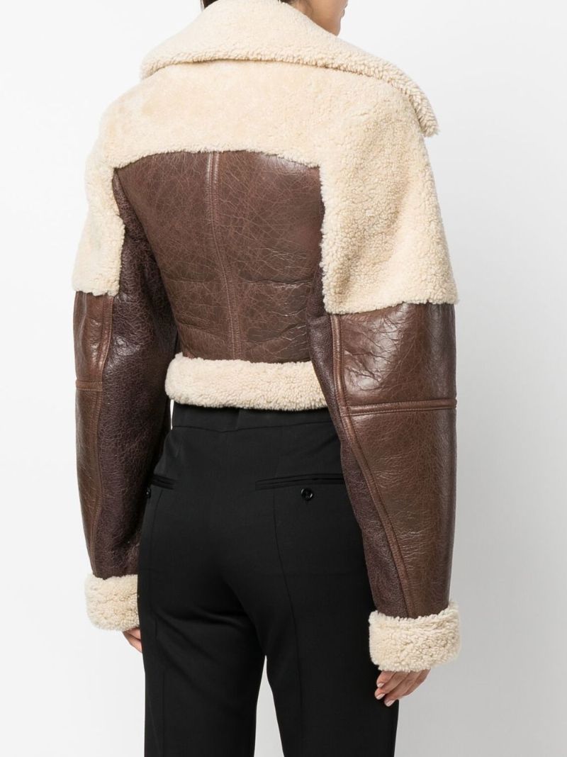Brown Shearling Cropped Jacket