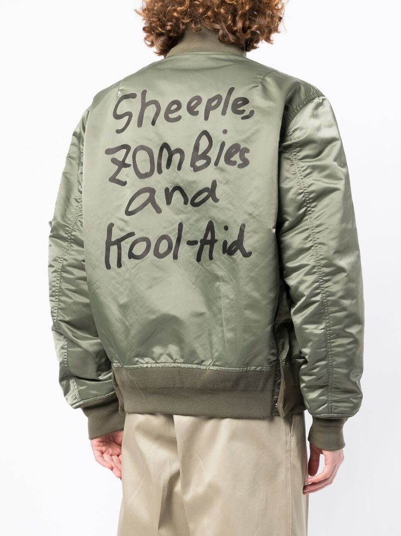 Green Padded Bomber Jacket