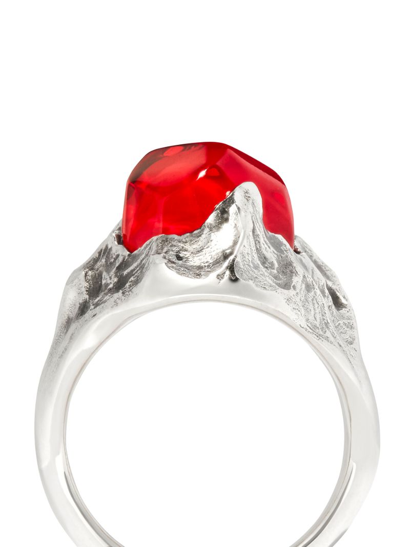Sterling Silver Fahrenheit Crystal Signet Ring
