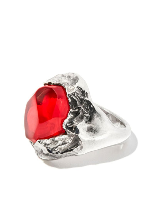 Sterling Silver Fahrenheit Crystal Signet Ring