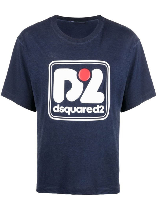 Navy Logo Print T-shirt