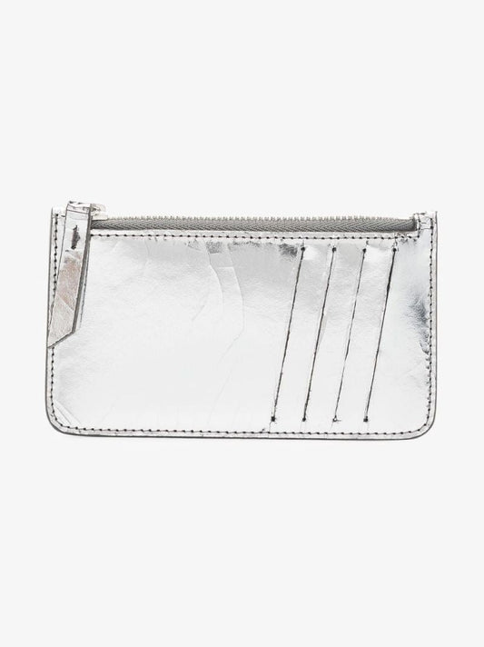 Silver Four-stitch Leather Card Holder