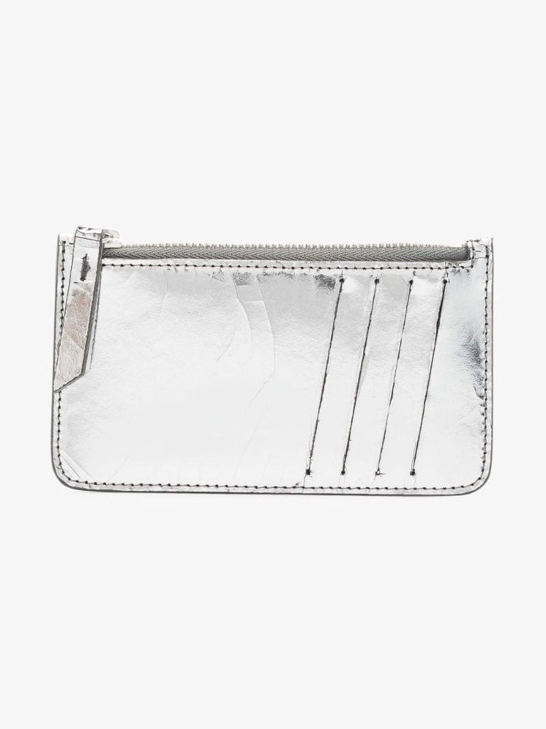 Silver Four-stitch Leather Card Holder