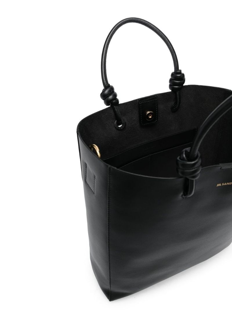 Black Medium Leather Tote Bag