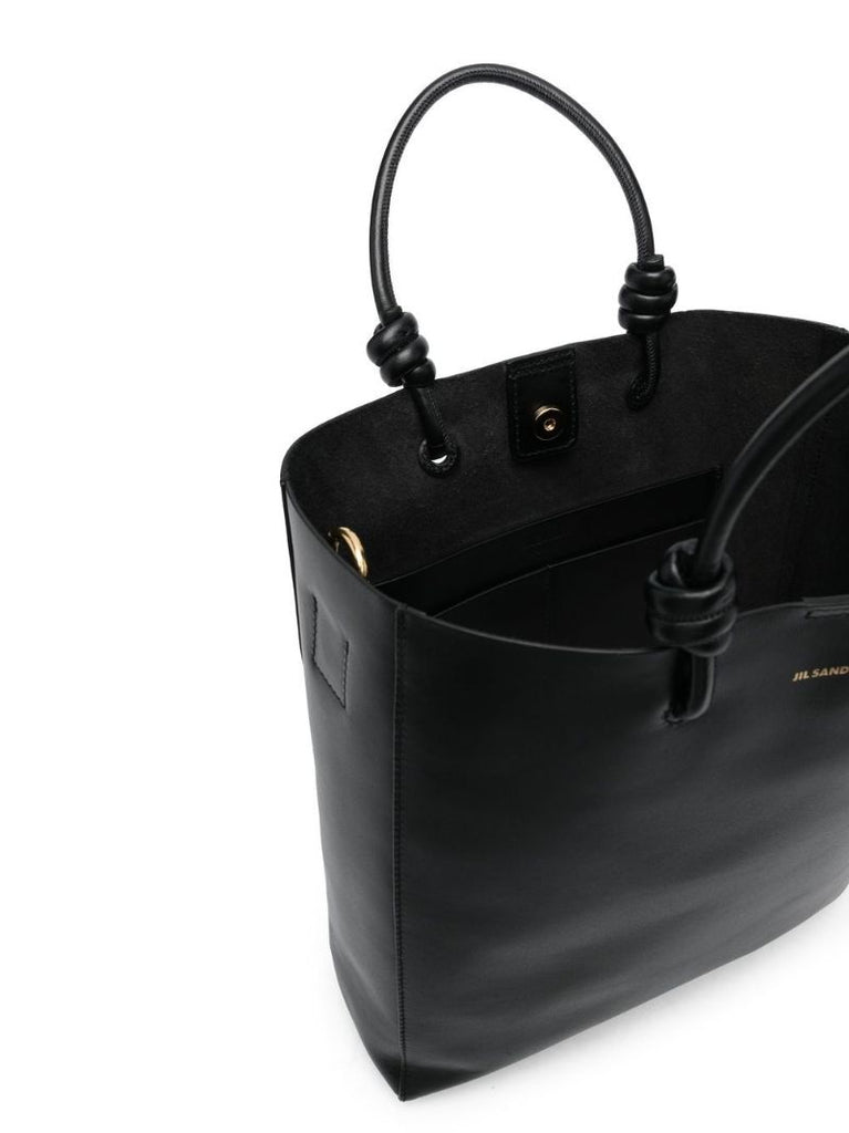 Black Medium Leather Tote Bag