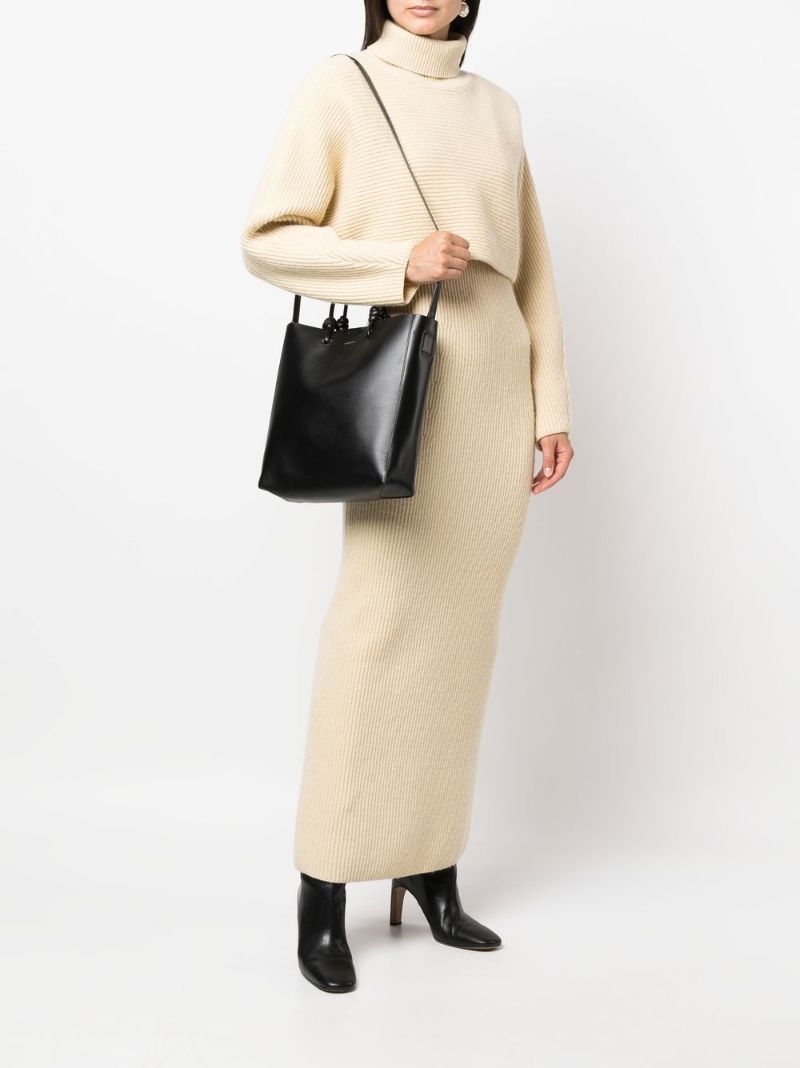 Black Medium Leather Tote Bag