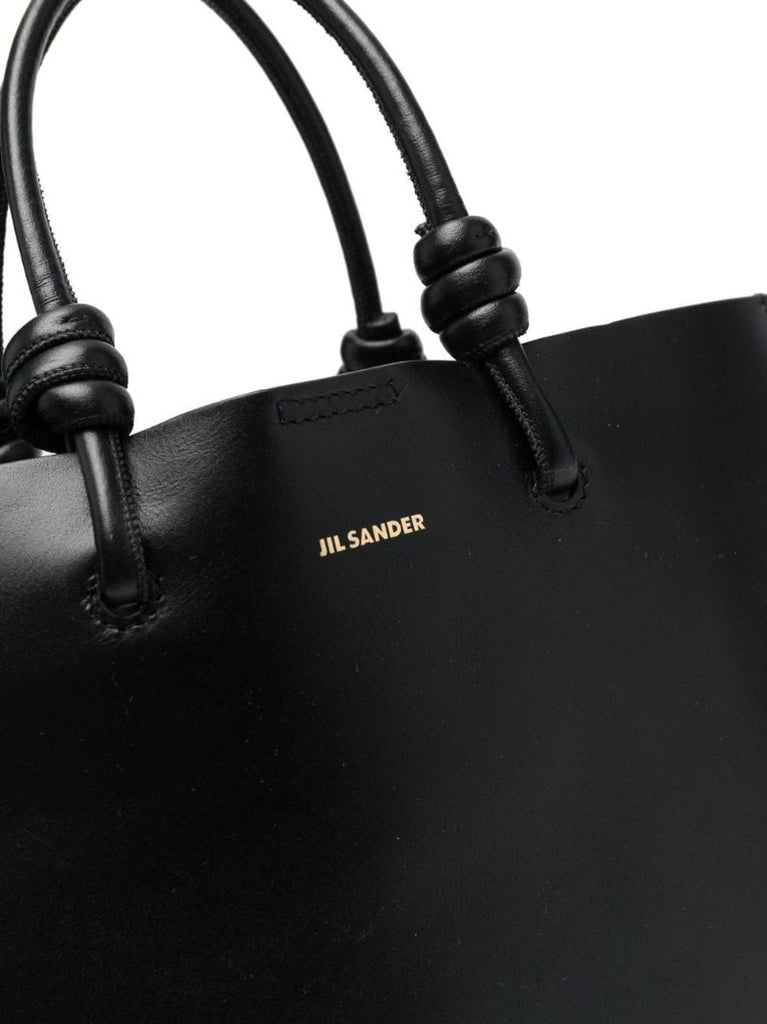 Black Medium Leather Tote Bag
