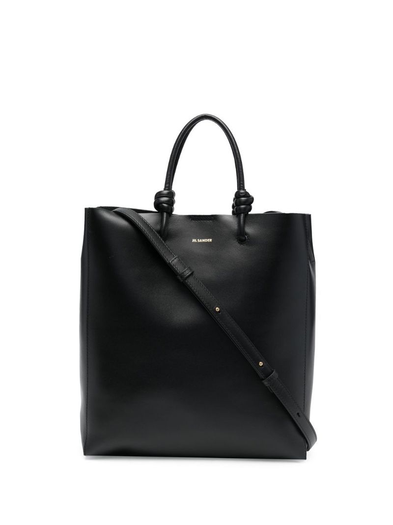 Black Medium Leather Tote Bag