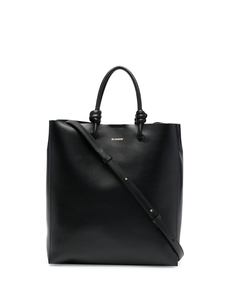Black Medium Leather Tote Bag