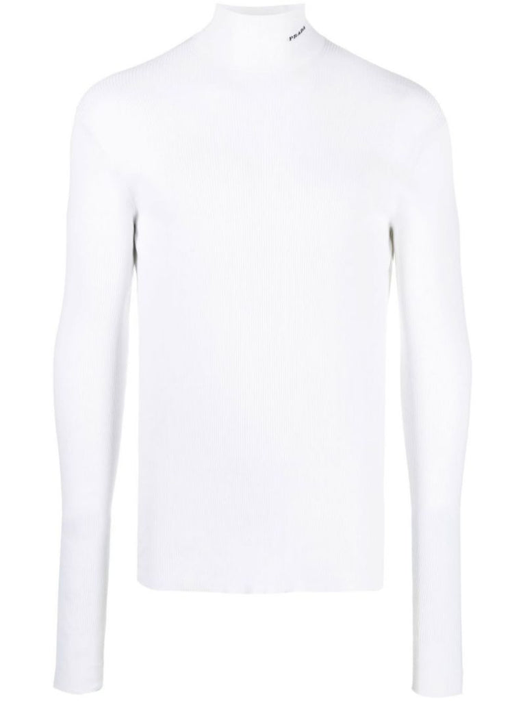 White Logo Turtleneck Sweater