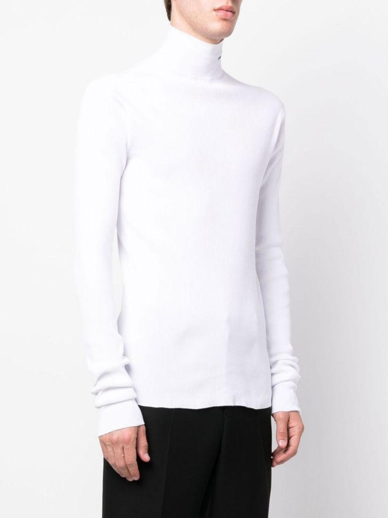 White Logo Turtleneck Sweater