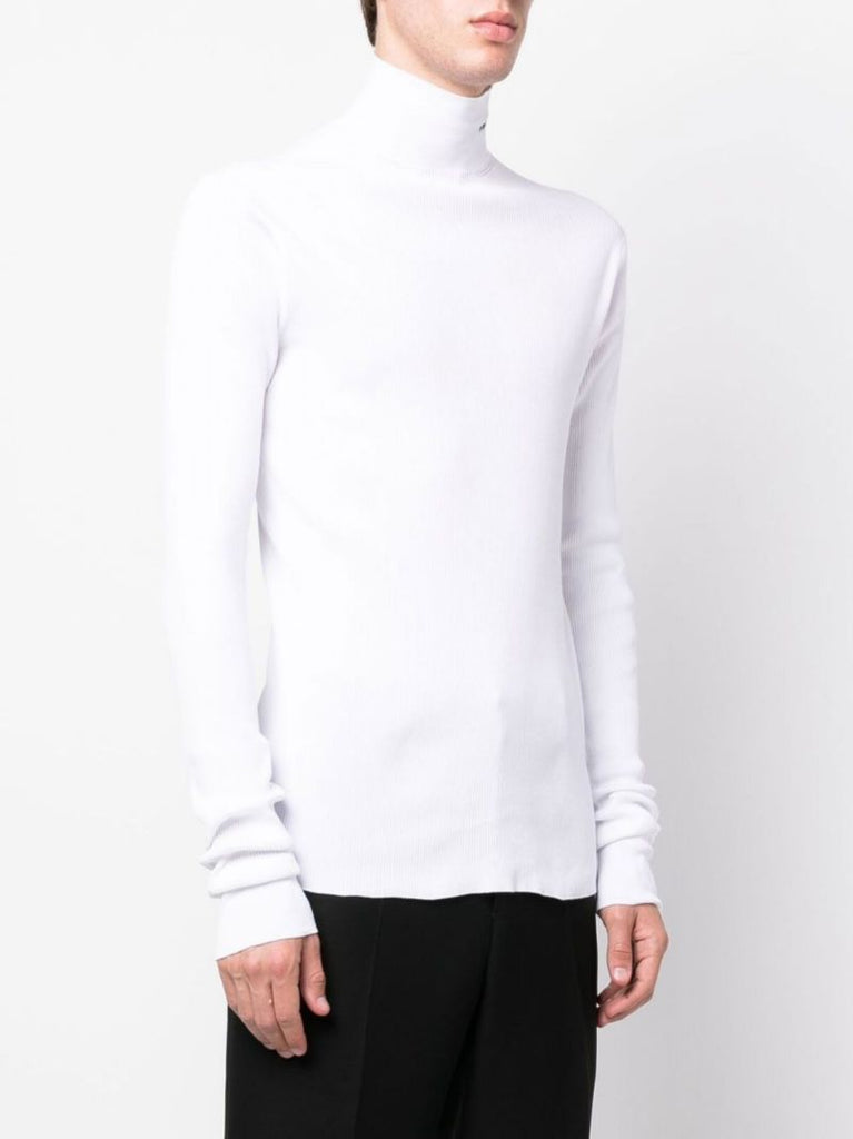 White Logo Turtleneck Sweater