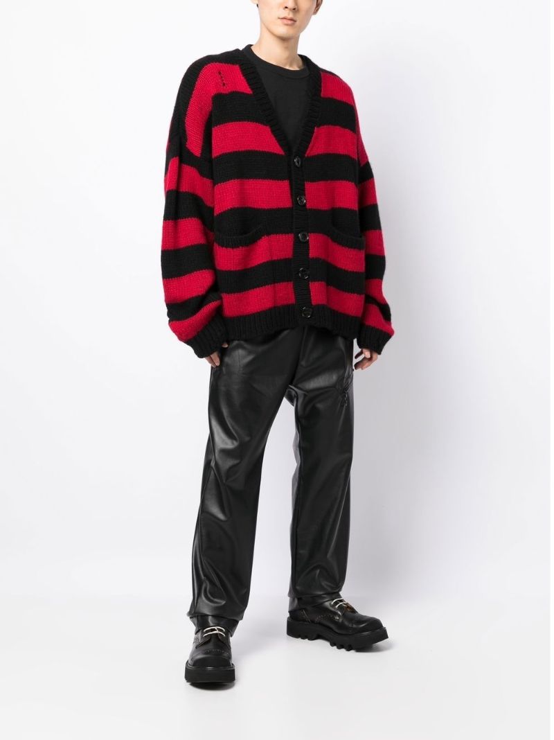 Red Striped Inarsia Skull Cardigan