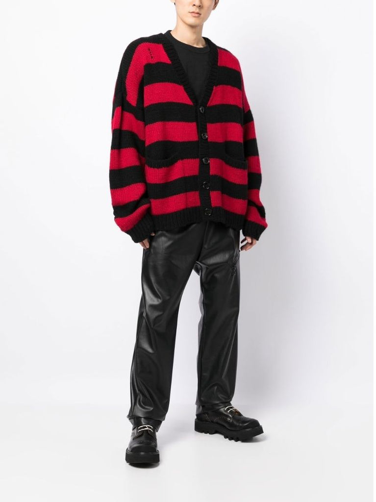 Red Striped Inarsia Skull Cardigan
