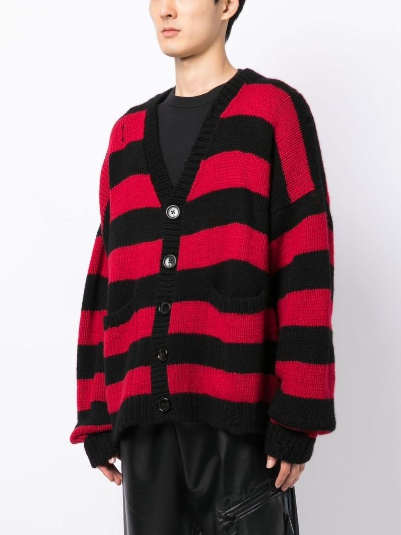 Red Striped Inarsia Skull Cardigan