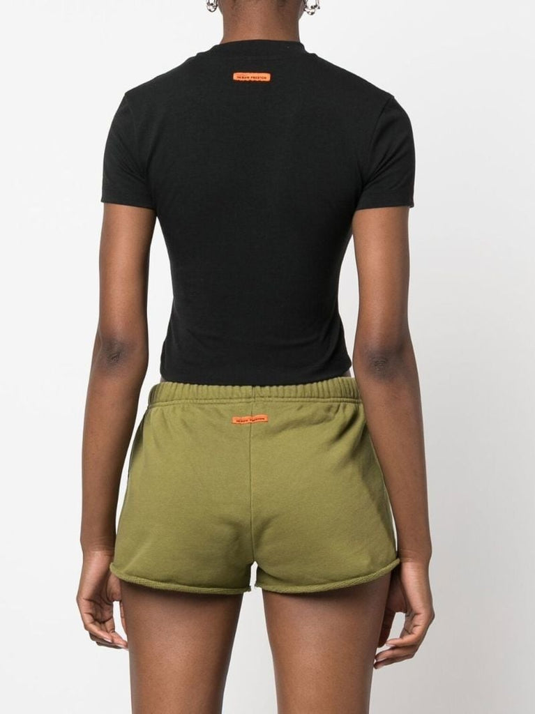 Black Logo Print Cropped T-shirt