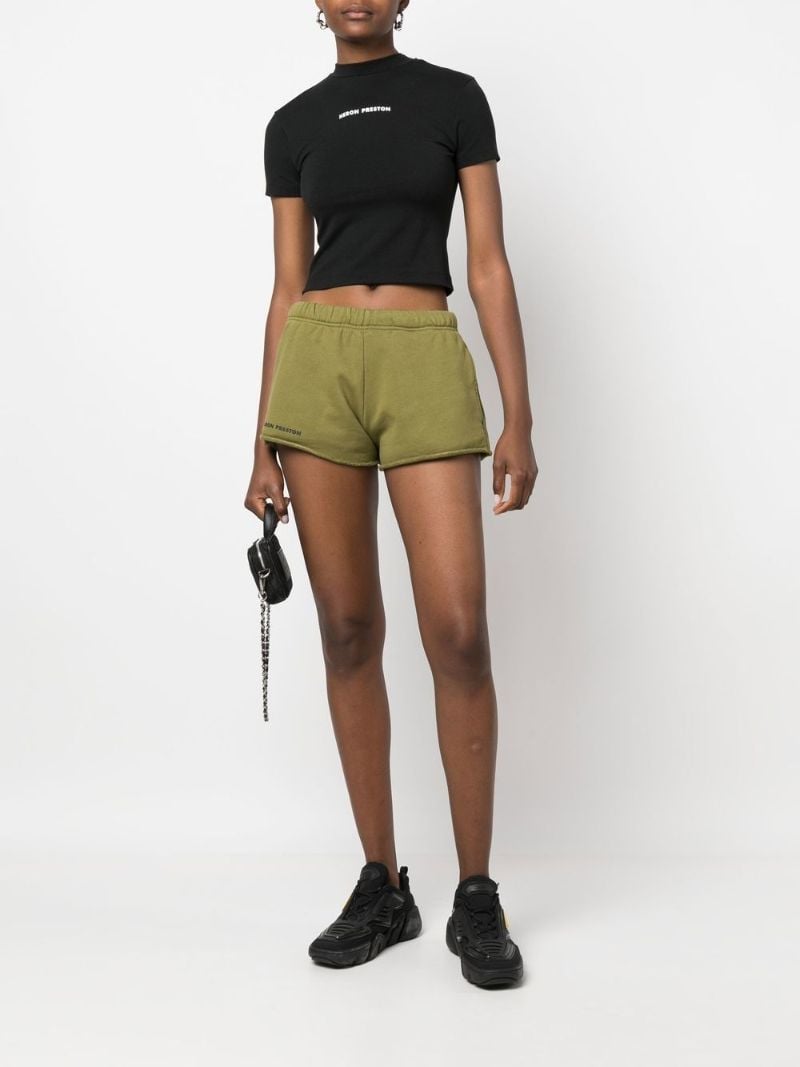 Black Logo Print Cropped T-shirt
