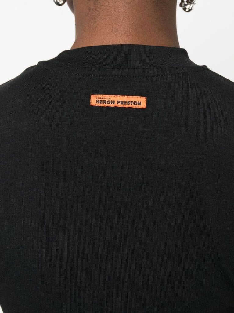 Black Logo Print Cropped T-shirt