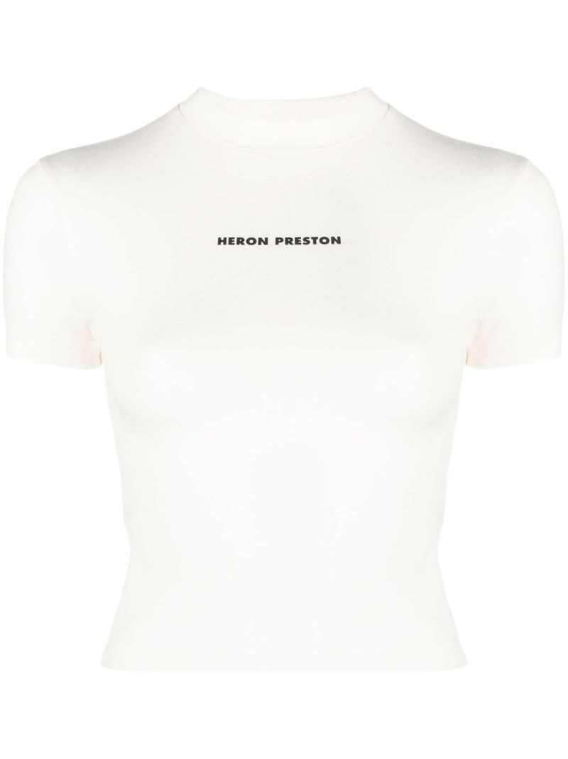 White Logo Print T-shirt