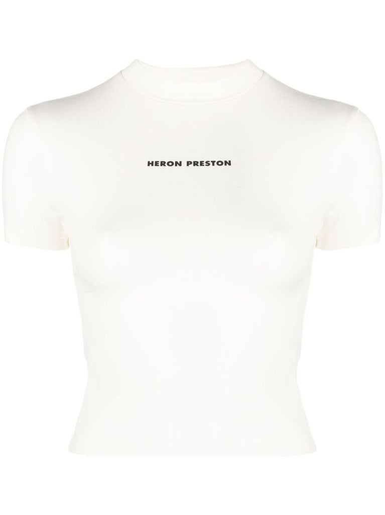 White Logo Print T-shirt