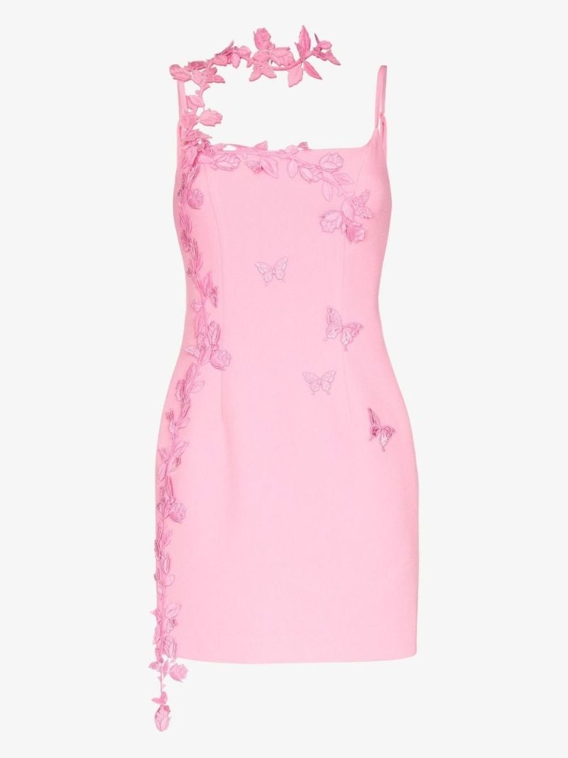Pink Butterfly Embroidery Mini Dress