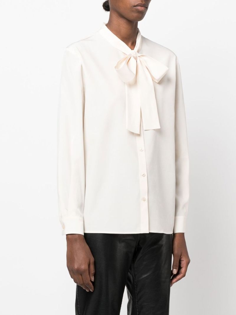 White LavalliÃ_x0083_Â¨re Collar Blouse