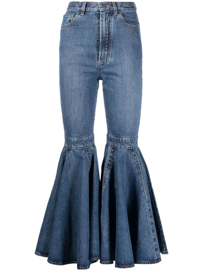 Blue Crinoline Exaggerated Flared Jeans