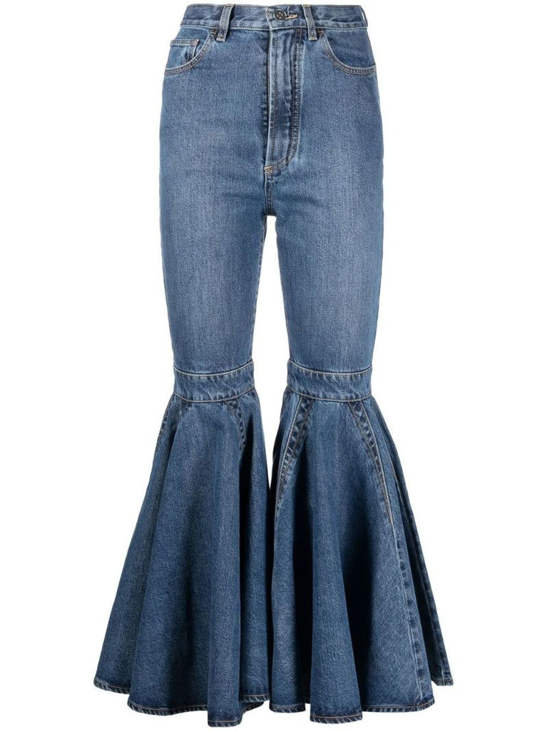 Blue Crinoline Exaggerated Flared Jeans
