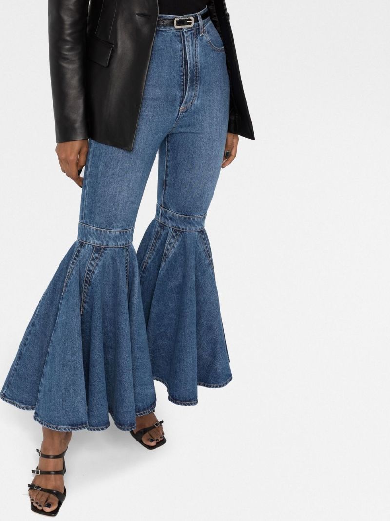 Blue Crinoline Exaggerated Flared Jeans