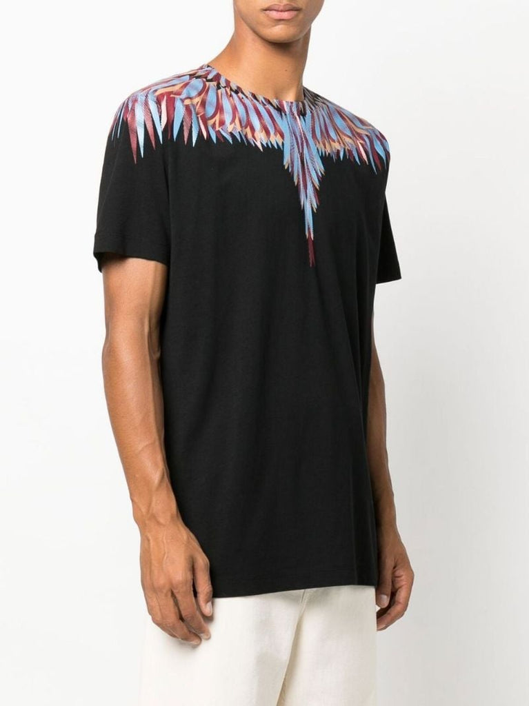 Black Curved Wings Cotton T-shirt