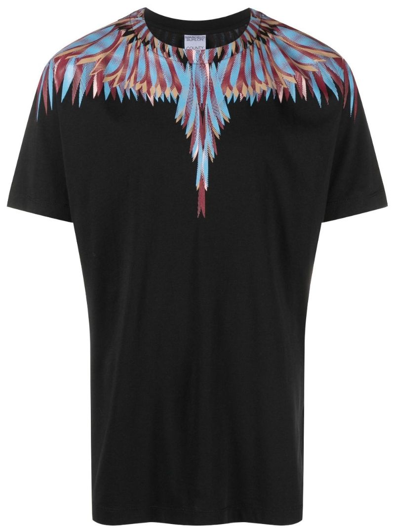 Black Curved Wings Cotton T-shirt