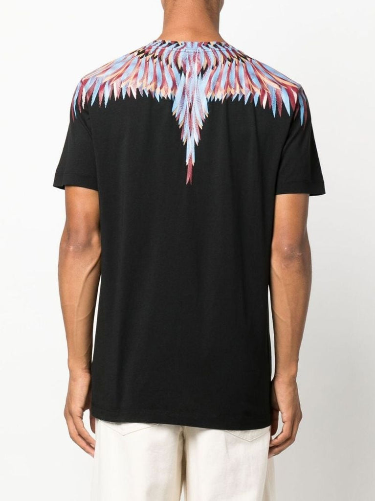 Black Curved Wings Cotton T-shirt