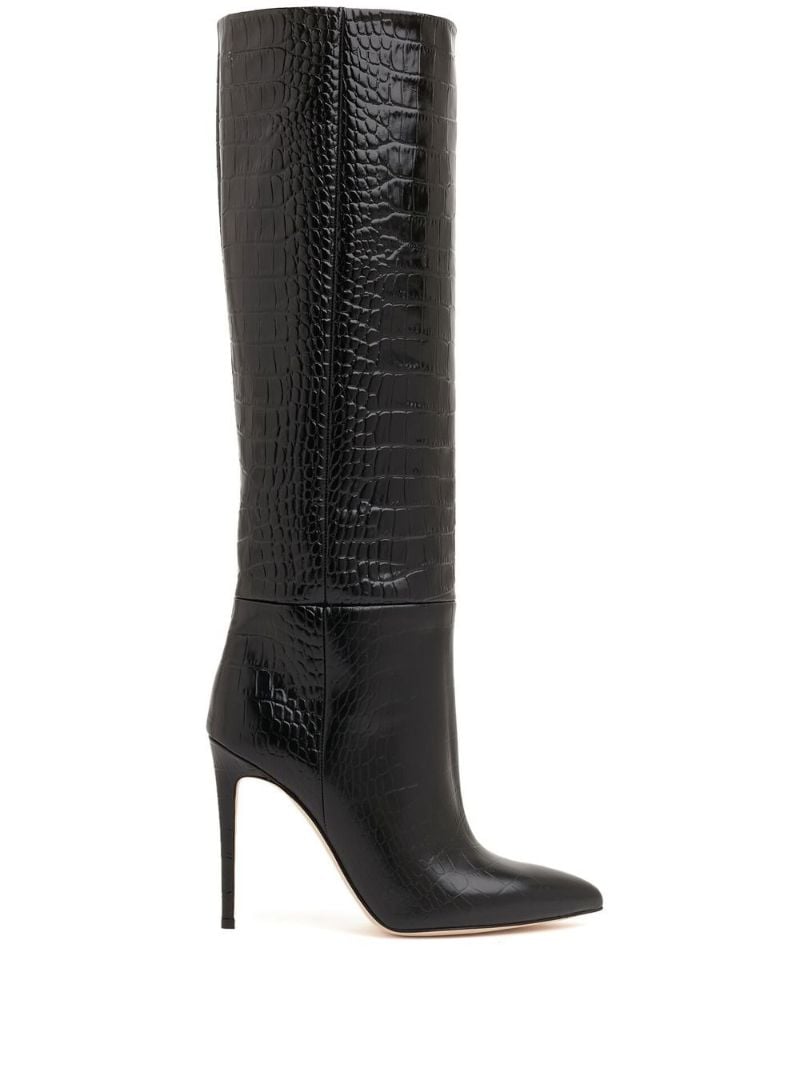 Black 105 Mock Croc Knee-high Boots