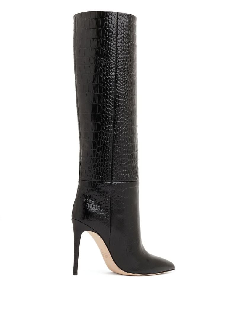 Black 105 Mock Croc Knee-high Boots