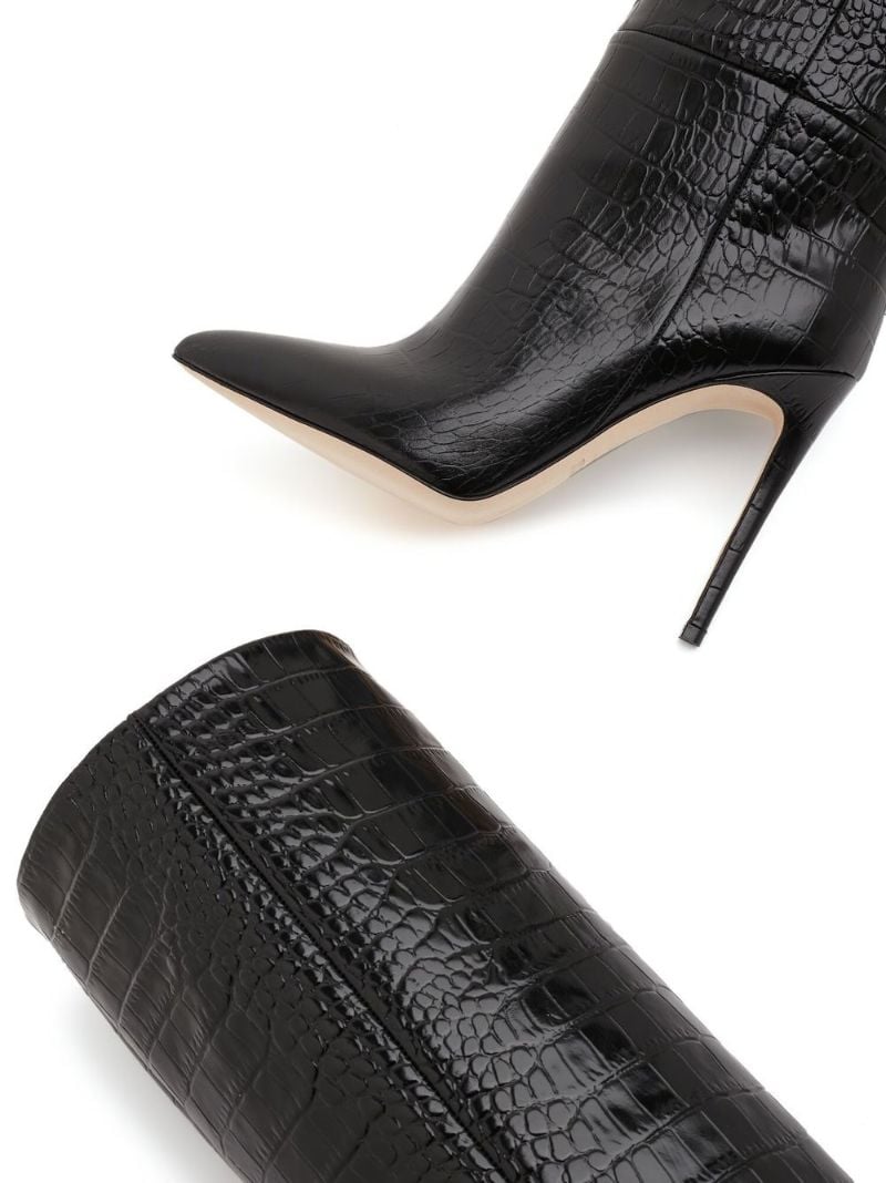 Black 105 Mock Croc Knee-high Boots