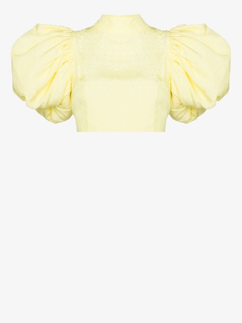 Yellow Dusk Puff Sleeve Crop Top