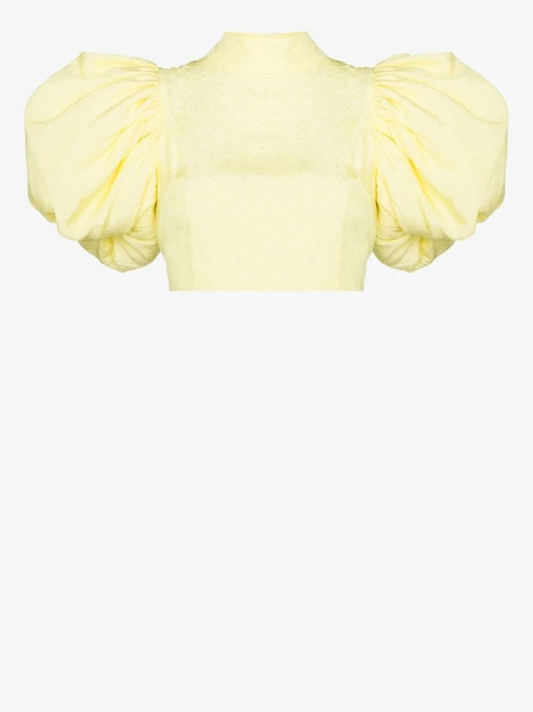 Yellow Dusk Puff Sleeve Crop Top