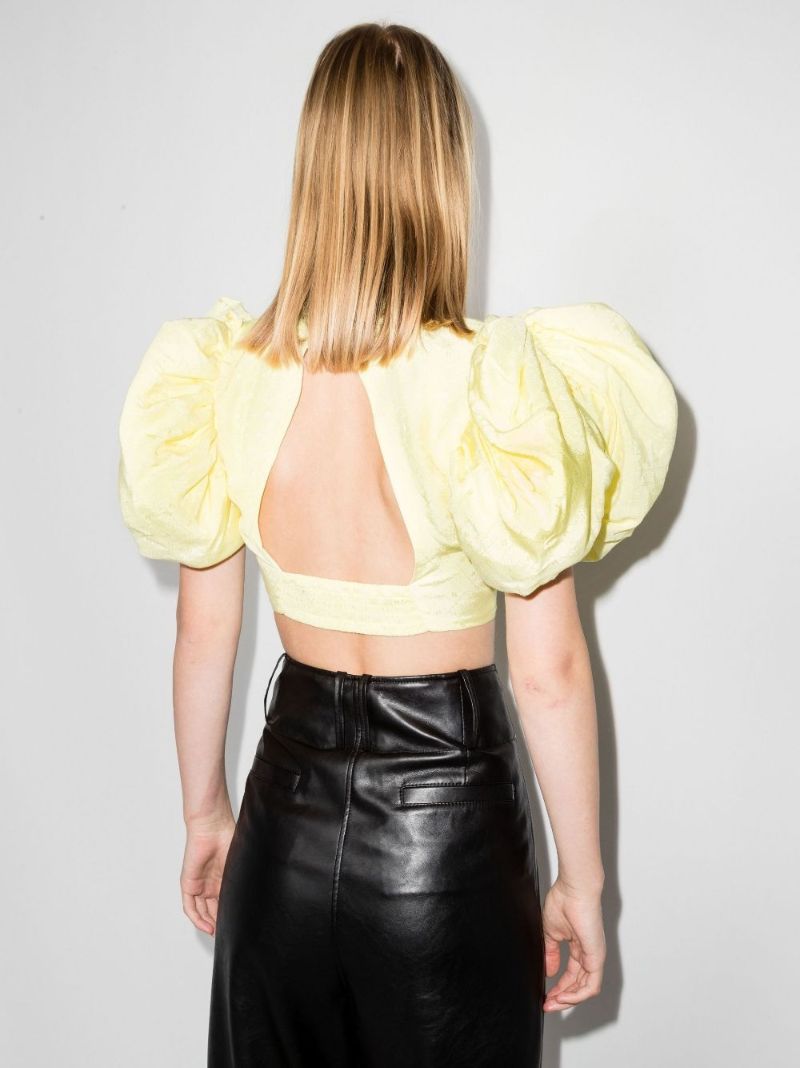 Yellow Dusk Puff Sleeve Crop Top