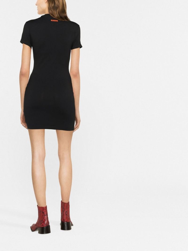 Black Logo Embroidered Mini Dress