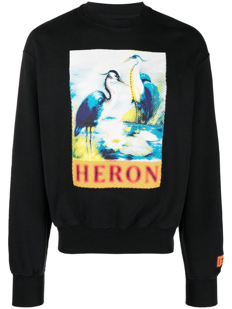 Navy Halftone Heron Organic Cotton Sweatshirt