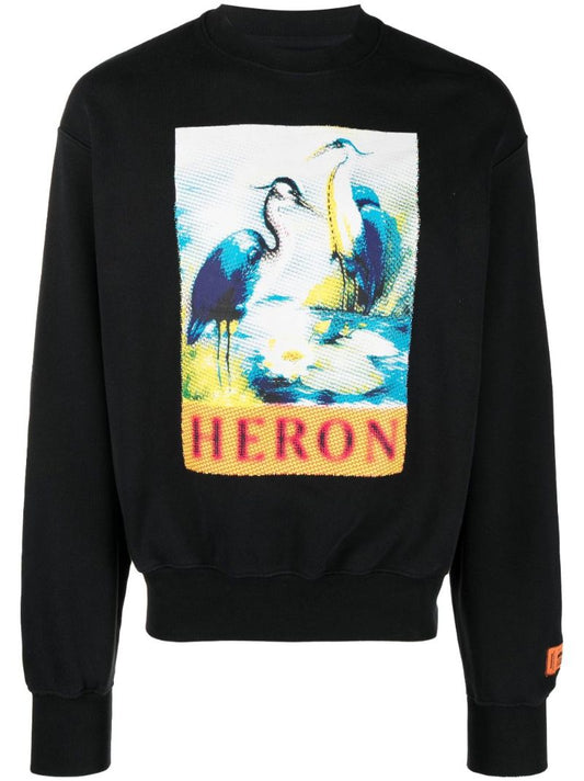 Navy Halftone Heron Organic Cotton Sweatshirt