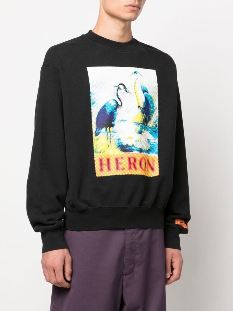 Navy Halftone Heron Organic Cotton Sweatshirt