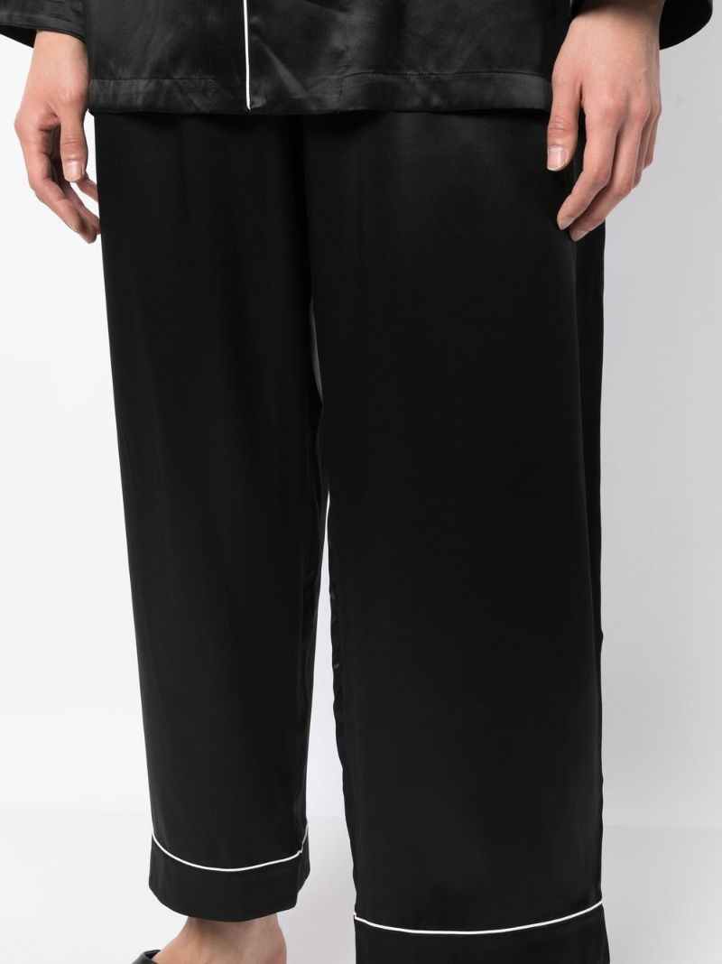 Black Skull Embroidered Silk Pyjamas