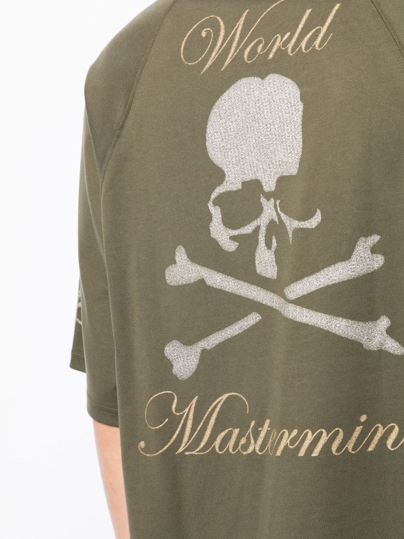 Green Skull Print Cotton T-shirt