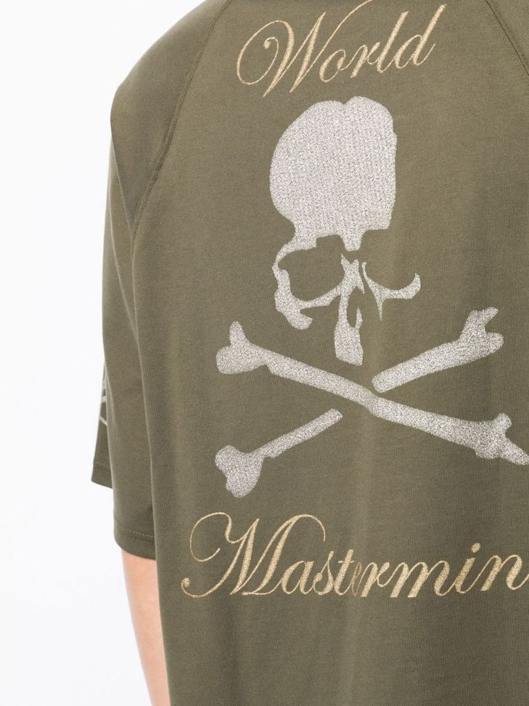 Green Skull Print Cotton T-shirt