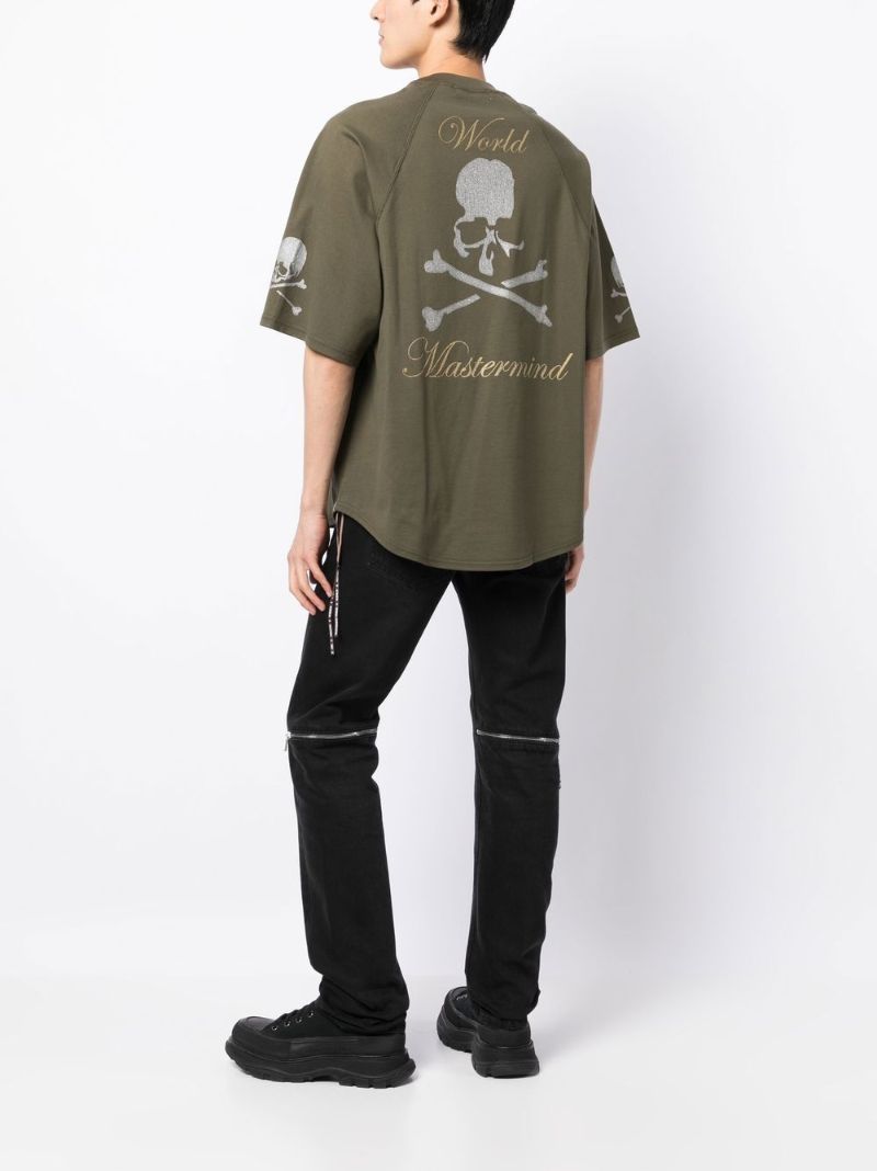 Green Skull Print Cotton T-shirt
